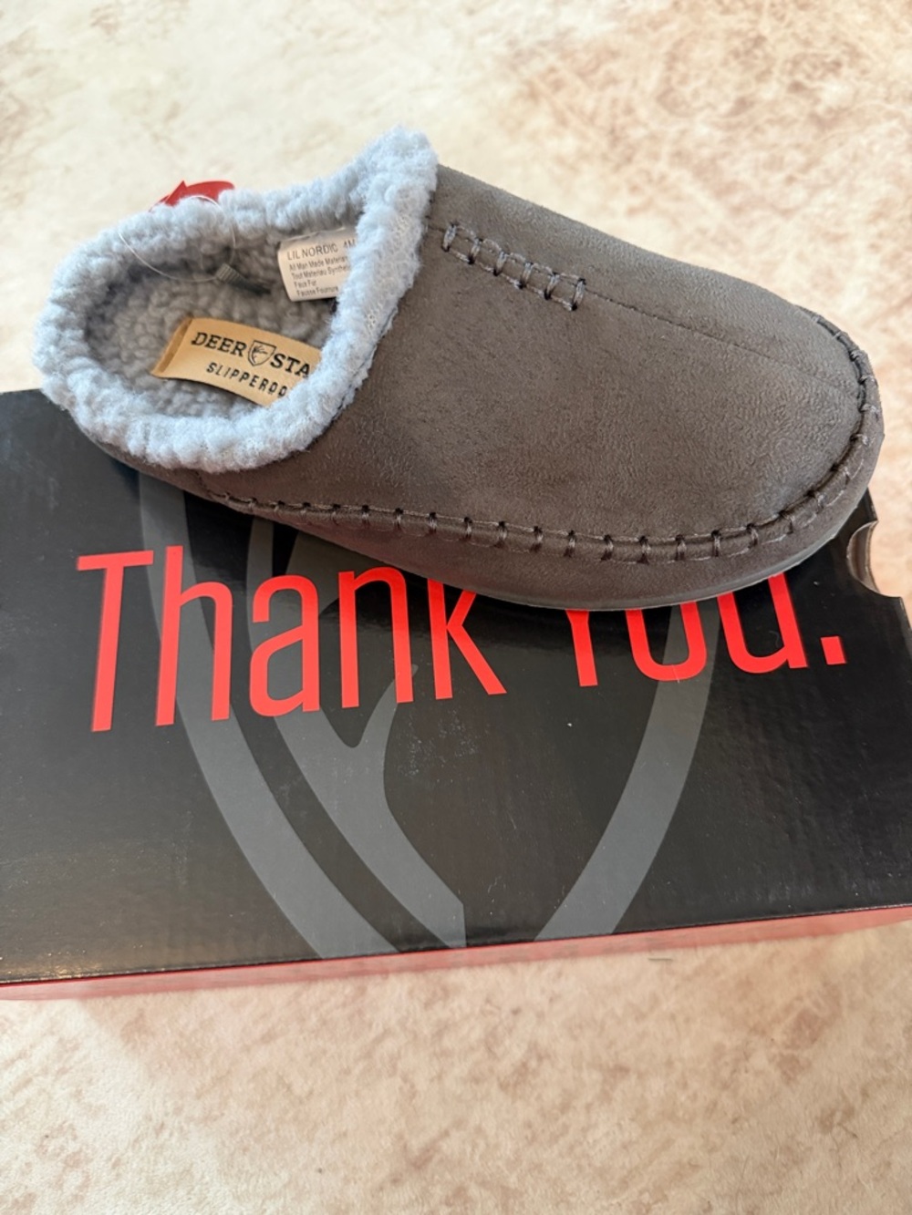 Deer Stags Gray Plush-Lined Slip-On Mule Women’s/Boys Unisex